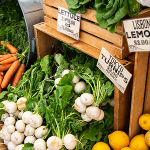 crates of vegetables